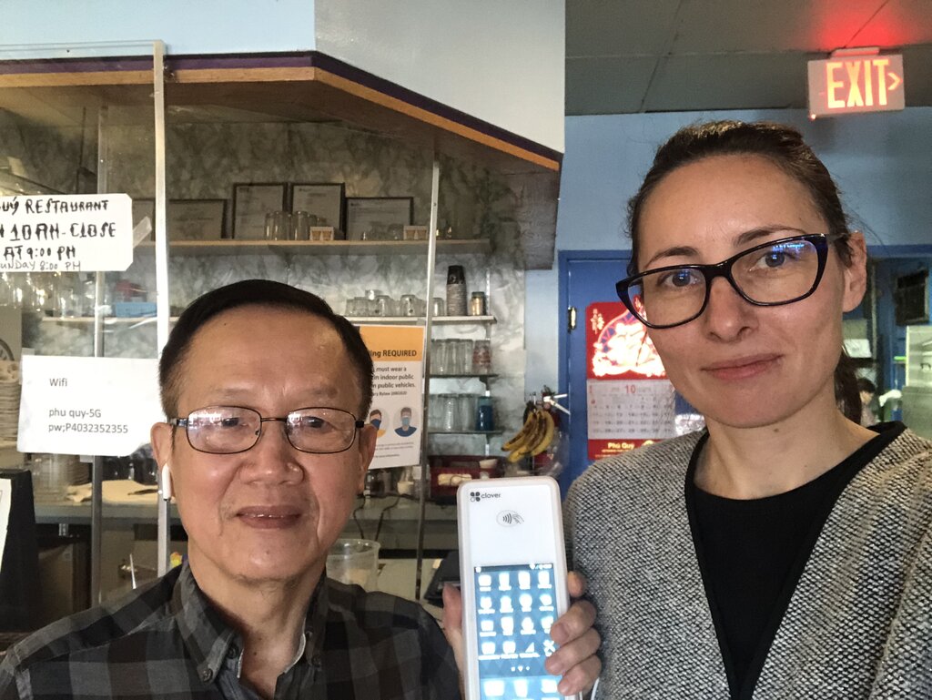 Phu Quy Restaurant owner with Clover Flex